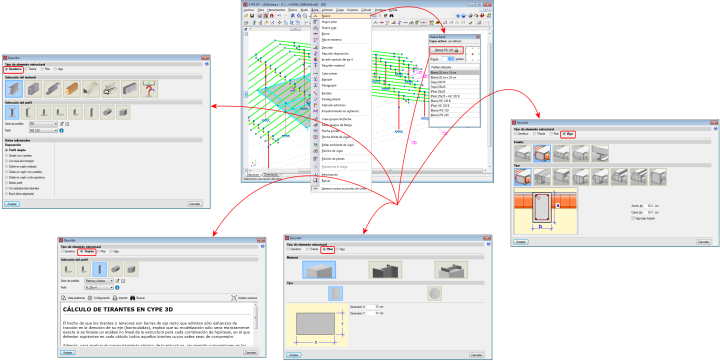 CYPE 3D. Tipos de elementos estructurales